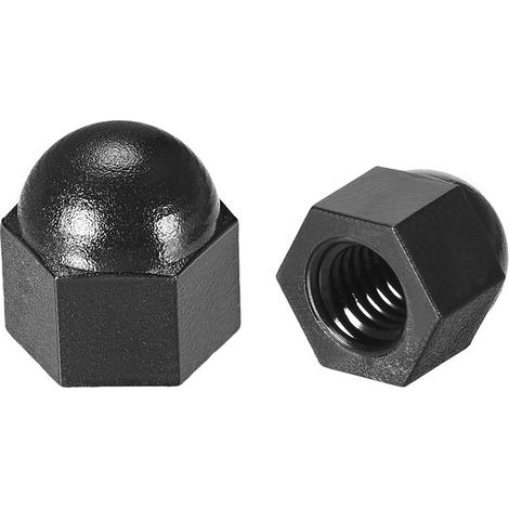 M6 Écrou Borgne Noir Nylon Hexagonal Dôme Tête Clou pour Vis Boulon 10 Pcs (1/3)