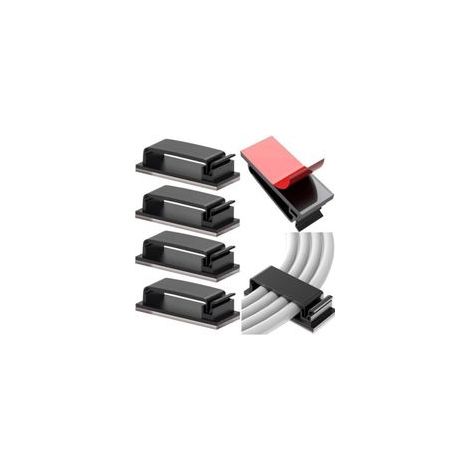 5 Pcs Auto-adhésifs, Management, Support, Gestion Clips Durable, pour TV, PC, Ordinateur Portable, Câble Ethernet, Maison, Bureau, (Noir) (1/5)
