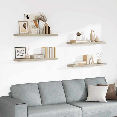 Schwebende Wandregale 4 Stk. Eichefarben 90x23,5x3,8 cm MDF