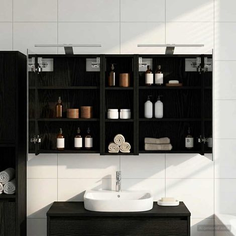 vidaXL Set di Armadi da Bagno con porta 3 pcs 100 x 10,5 x 60,5