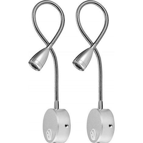 Lampada da lettura a collo d'oca da parete – Luce LED dimmerabile – Braccio flessibile per la lettura e l'illuminazione ambientale – Argento (1/5)