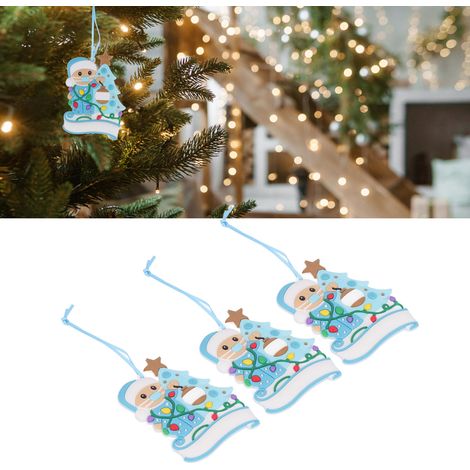 Set aus 3 niedlichen und eleganten Schneemann- und Weihnachtsbaummasken-Anhängern aus PVC mit Band, blaue Weihnachtsdekoration X2163 (1/5)