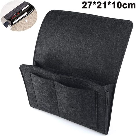 Sac de rangement suspendu en feutre pour table de chevet, canapé ou bureau, avec 5 poches pour ranger télécommandes, magazines, livres, téléphone portable, lunettes, iPad et Ultrabook. (1/4)