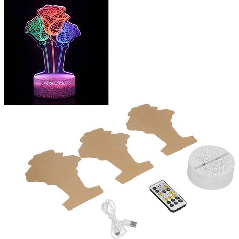 Couleur réglable, plusieurs modes d'éclairage, télécommande, veilleuse tactile 3D sept couleurs, cadeau, jouet, collection fleurs (1/5)
