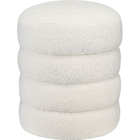 Beyamis Hocker, rund, Teddyfleece, bis 120 kg, Ø 40 x 45 cm (Höhe), cremeweiß