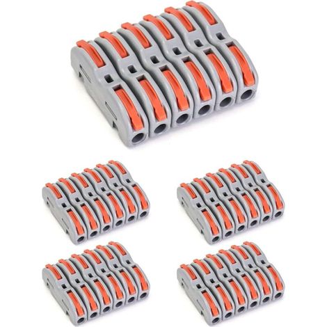 Lot de 30 connecteurs électriques rapides, dominos electricité, combinables librement, 1 fil 2 entrées (1/4)