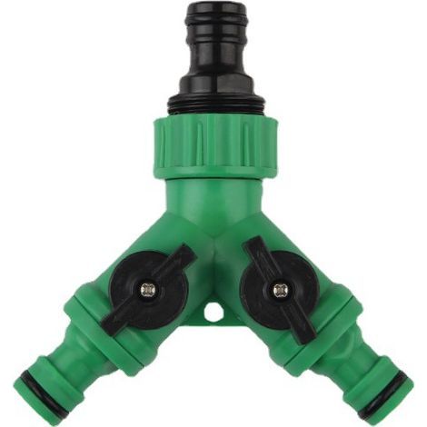 Lot de 2 raccords de dérivation à 2 voies pour tuyau d'arrosage, robinet double, compatible avec machine à laver, tuyau d'arrosage pour jardin et plantation de fleurs. (1/3)