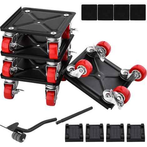 Meuble Lourd Roulette Deplacement en Acier avec Roue Rotative 360°  Kit pour Déplacer Réfrigérateur, Canapé, Charge 800 kg (1/5)
