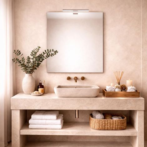 Miroir de Salle de Bain avec Applique LED  70x80cm  Miroir Rectangulaire  Plusieurs Dimensions Disponibles (1/5)