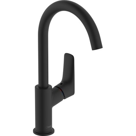 Hansgrohe Logis - Grifo de lavabo, EcoSmart, negro mate 71131670 (1/5)