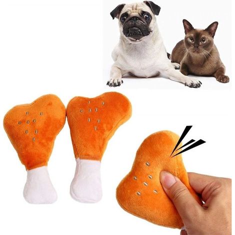 Jouet En Peluche En Forme De Cuisse De Poulet Avec Son Grinçant En Tissu Pour Les Dents Du Chien