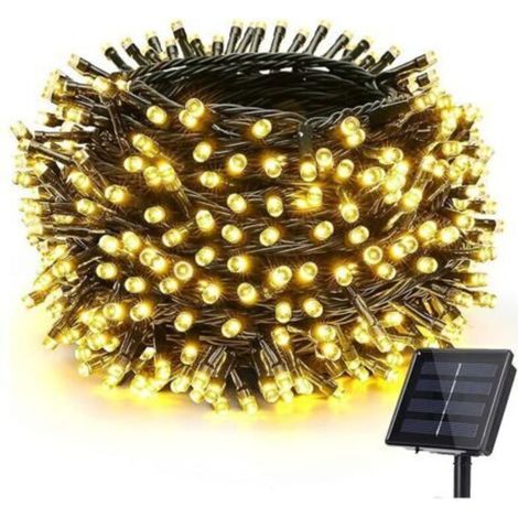 Guirlande Solaire Exterieur, 7m 50LED Guirlande Lumineuse Solaire Mperméable, 8 Modes Guirlande Lumineuse Exterieure pour la décoration d'extérieur, de fêtes, de soirées, Blanc Chaud (1/4)