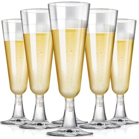 Lot de 50 verres à vin en plastique de 150 ml, verres à champagne, indispensables pour les fêtes et carnavals.