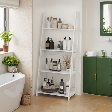 mobile scaffale 4 livelli espositivo compatto bianco OKMYHOME (1/5)