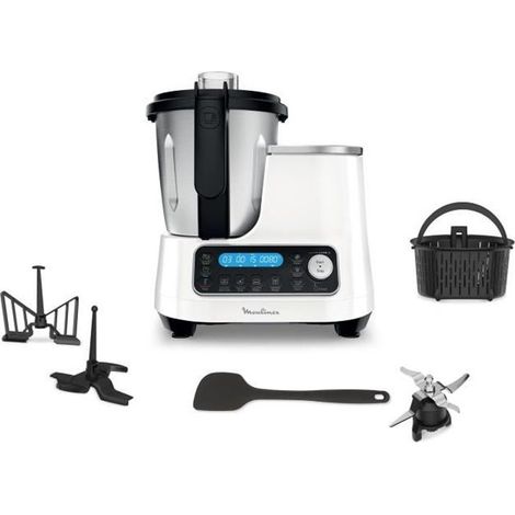 Moulinex – Robot cuiseur multifonctions 3.6L 1400W – 32 fonctions – Balance intégrée 5kg – Cuisson vapeur – Accessoires inclus