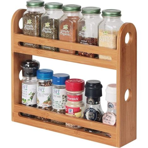 Étagère à épices à double couche pour comptoirs de cuisine 12,76 x 2,76 x 10,8 pouces (1/4)