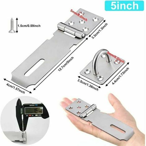 Cadenas robusti in acciaio inossidabile, 5 pollici, antiruggine, con viti, per porte, armadi, cassetti e mobili – Argento (1/3)