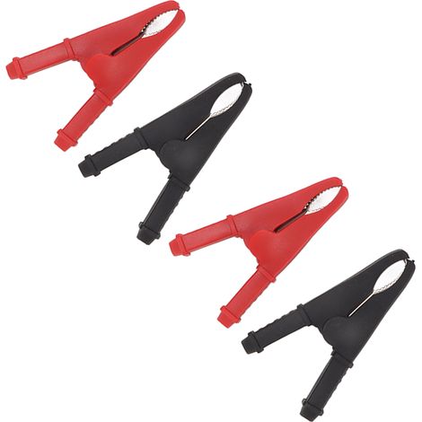 Lot de 4 pinces crocodiles nickelées à haute conductivité et faible résistance, pour voiture et école, 1000 V (1/5)