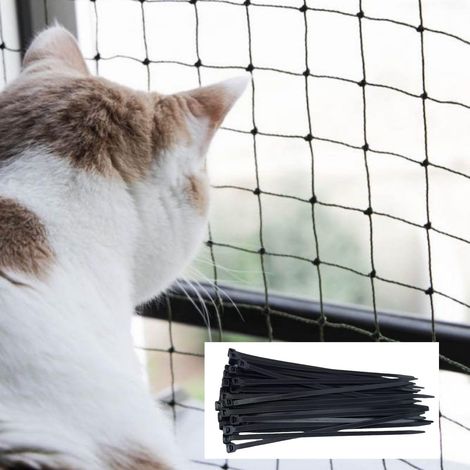 Rete per gatti 6x3 m per balconi e finestre, non necessita di foratura, realizzata in nylon ad alta resistenza, ideale per terrazze, finestre e porte. (Nero) (1/5)