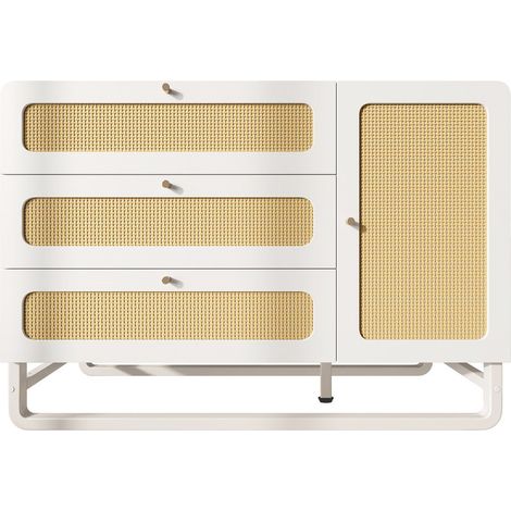 PLACARD STYLE MAISON RURALE DESIGN COURBÉ MÉTAL ET BOIS BLANC 120.00 X 40.00 X 85.00