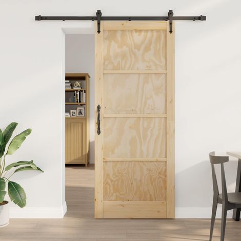 Puerta Corredera ORKDAL Natural y negro 86 x 211 cm