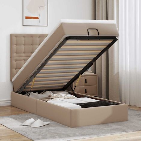 VidaXL Lit ottoman et matelas cappuccino 100x200cm similicuir (1/5)