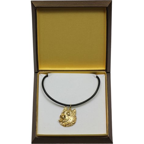 Malamute de Alaska: collar para perro en caja de regalo, colgante chapado en oro para amantes de los perros, joyería llamativa de Art-Dog. (1/5)