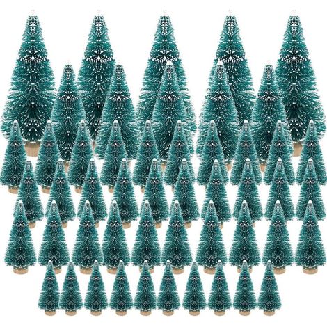 Lot de 50 mini sapin de Noël artificiel - (3,5/4,5/6,5/8,5 cm) - Petit sapin miniature avec effet neige - Vert - Décoration table de Noël - Vitrine - Bricolage (1/5)