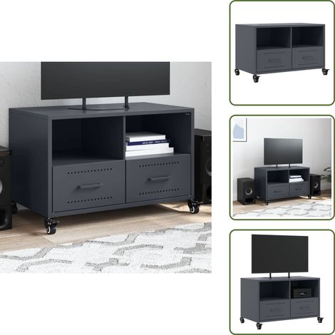 TV-Schrank Anthrazit 68x39x43,5 cm Kaltgewalzter Stahl - TV-Schrank - TV-Schränke - TV-Möbel - TV-Ständer (1/5)