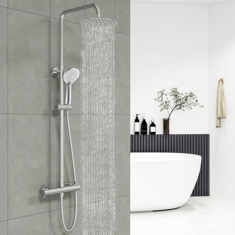 AICA Thermostatic Mixer Shower Set Round Twin Head Exposed Valve (1/5)