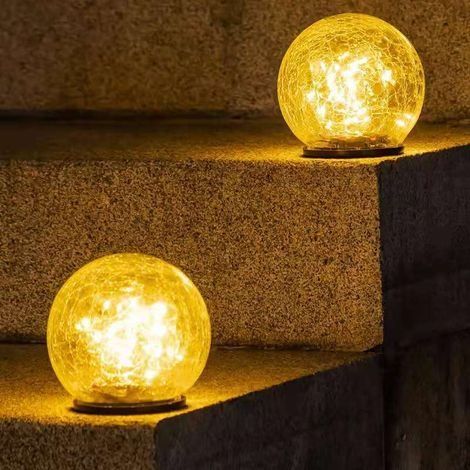 Set aus Solar-Gartenkugelleuchten aus Glas, warmweiße Solarlampe (1/3)