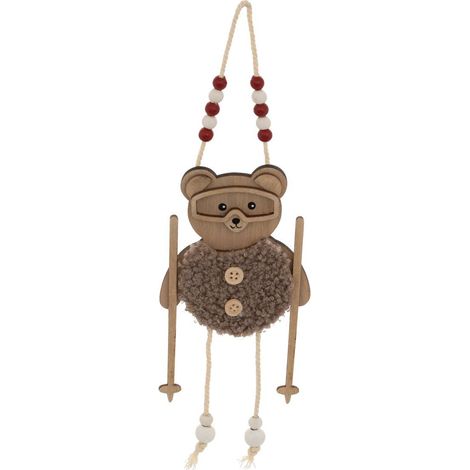 Orsetto orsetto bastoni da sci legno h.16cm marrone - Feeric lights & christmas