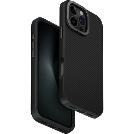 UNIQ Hülle Keva Max iPhone 16 Pro Max 6,9" mit Magclick-Ladefunktion, Schwarz/Carbonschwarz (1/5)