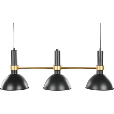 Lámpara de techo de metal negro dorado pantallas redondas 107 cm 3 luces en riel retro tradicional sala de estar comedor Beles