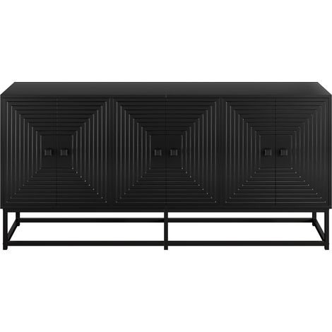 ELVMI Madia con 6 Ante, Finitura Opaca, per Soggiorno Sala da Pranzo Studio, in Pannelli di Truciolare, 160×38×75.5 cm, Nero (1/5)
