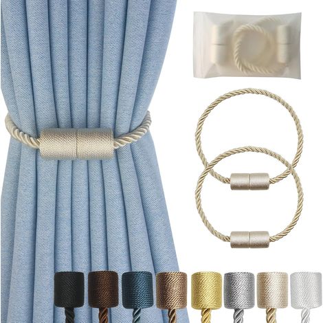 Lot de 2 attaches de rideaux en corde beige, embrasses décoratives pour rideaux de maison (1/3)
