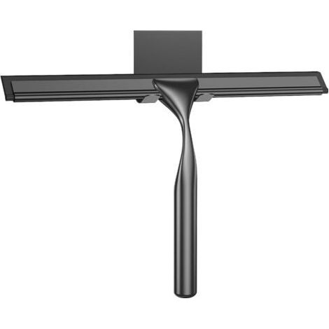 25cm Black Stainless Steel Shower Squeegee with Hook, Shower Glass Cleaner, Replaceable Silicone Shower Squeegee for Windows, Mirrors, Tiles and Kitchen. (1/5)