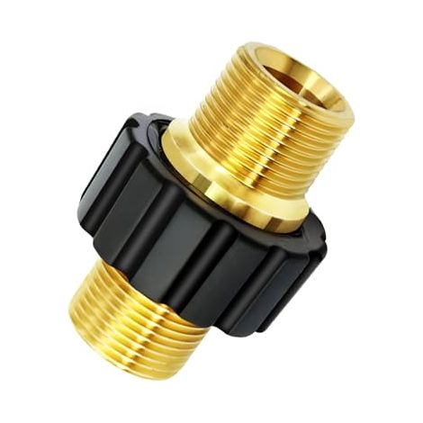 M22 x 1.5 metric thread washing gun adapter inner diameter 14 mm brass, with rubber ring, high pressure cleaner adapter, water connection adapter for high pressure cleaner hose