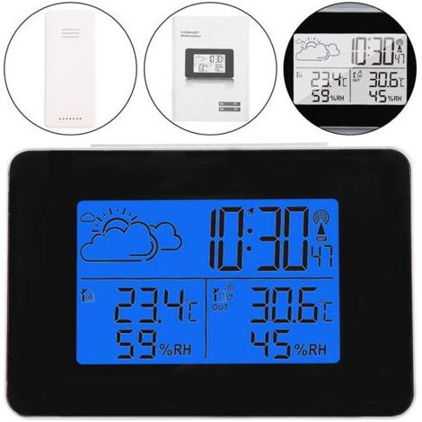 Réveil numérique, horloge station météo, horloge de bureau LCD pour la maison, le bureau, le salon, la chambre (1/5)