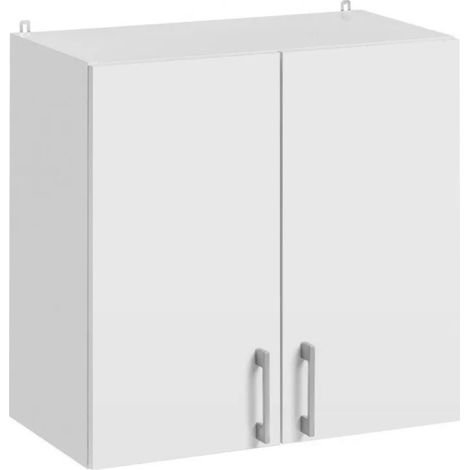 Cuisineandcie – Meuble haut de cuisine 2 portes – Éléments Eco Blanc – Dimensions L 60 x H 60 x P 32 cm – Charnières réglables avec amortisseurs (1/5)