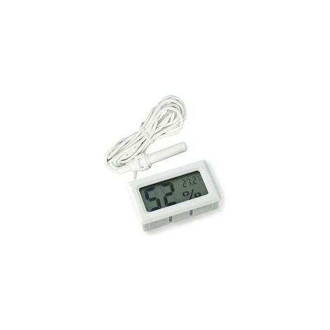 Higrómetro y termómetro digital LCD 2 en 1 con sensor externo para incubadoras de aves, acuarios y reptiles - blanco (1/4)