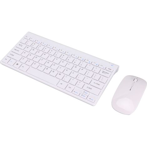 Ensemble clavier et souris sans fil, portée de 10 mètres, mise en veille intelligente, design ergonomique, USB 2,4 GHz, blanc.