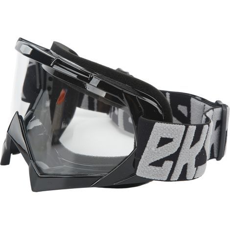 Verstellbare Motorradbrille aus Polycarbonat-Schaum, Schutzbrille, Motorradzubehör für Offroad und Touren, schwarzer Rahmen, klare Gläser, graue Beschriftung (1/5)