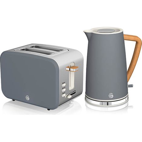 Swan Nordic Slate Grey 1.7 Litre Cordless Kettle and 2 Slice Toaster (1/4)