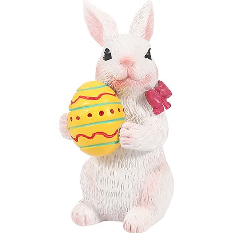 Figurine Lapin De Pâques - Statue En Résine Blanche Couple Debout - Décor De Table Et Cheminée - Pour Fête De Printemps Et Décoration Intérieure - Lot De 1 (1/5)