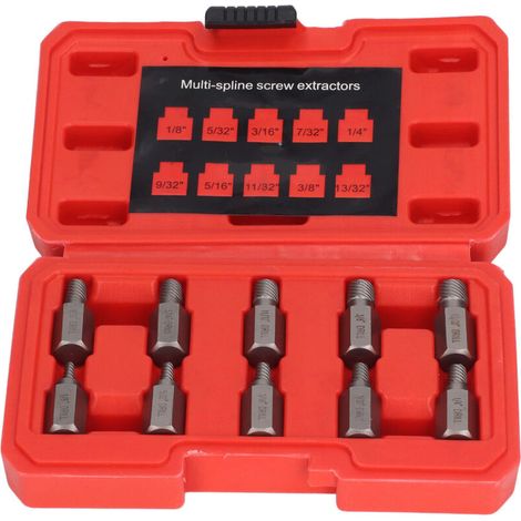 10-Piece Multi-Flute Hex Head Screw Extractor Set, Easy-to-Remove Hex Head Bolt Removal Tool Set, Bolt Removal Tool (1/5)