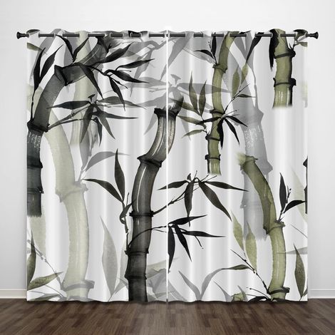 Rideaux à Oeillets Exquis, Plante de Bambou Vert 79x84 Pouces Rideaux imprimés en 3D, Rideaux à Isolation Thermique pour Chambre de garçons, 2 Panneaux - W 79 x H 84 Inch (2 x 39 x 84 Inch) (1/5)