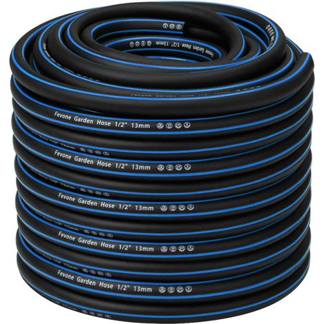 Garden Hose 50 m 13 mm (1/2 Zoll) 4 Layers 25 Bar Heavy Duty Durable Portable Outdoor Compressor Flexible Garden Hose Heavy Duty Gurable Anti-Bend Black/Blue (1/5)