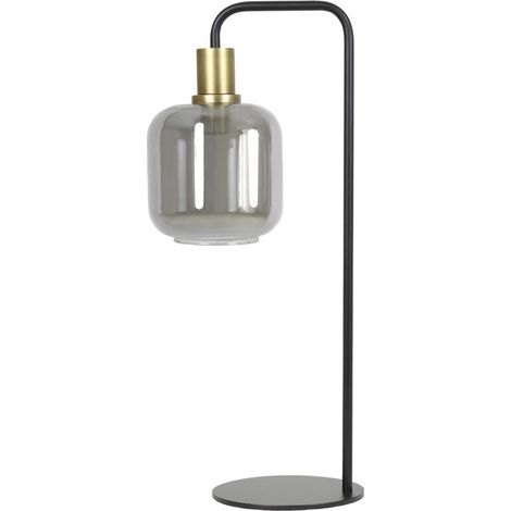 Light & Living - tischlampe - Lekar - bronze schwarz - glas