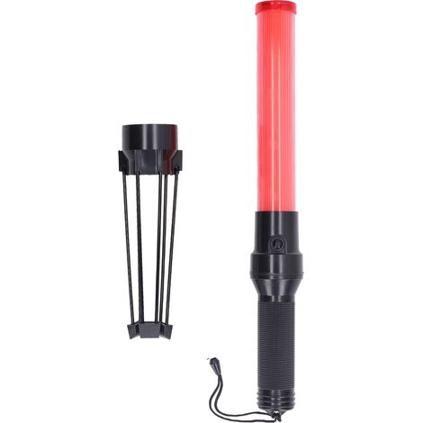 Bâton de signalisation routière lumineux à DEL de 40 cm (16 po) à haute visibilité, durable et portable, pour la direction des véhicules et le stationnement (rouge). (1/5)